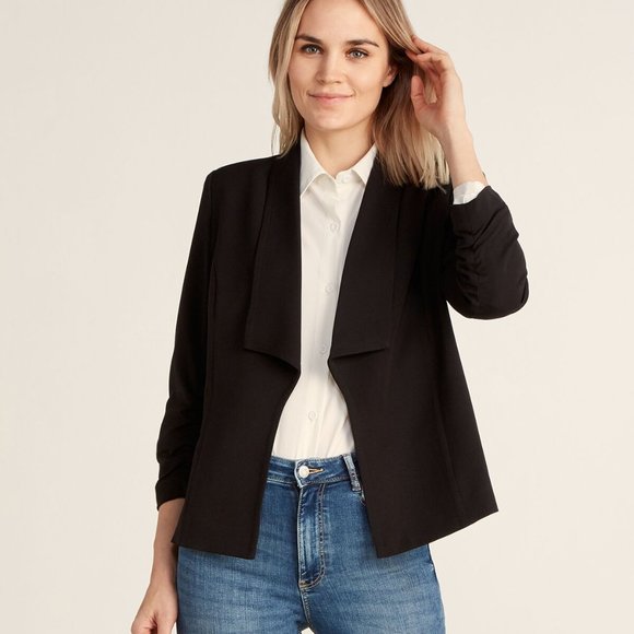 Premise Studio Open Front Ruched Sleeve Blazer 10 - Picture 1 of 9
